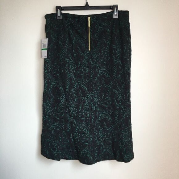 New Michael Kors Green/Emerald‎ Asymmetrical Skirt Calf Length Size L - Picture 2 of 7